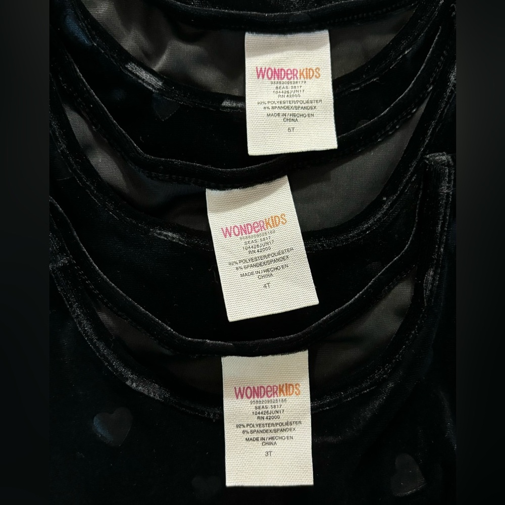 Girls Stretchy Velvety Black Heart Dress Short Sleeved 3T, 4T, 5T Available New - Picture 4 of 5